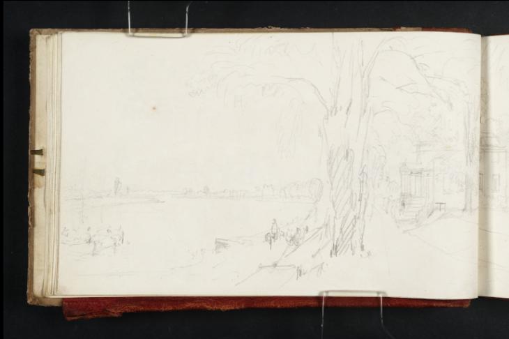 Joseph Mallord William Turner, ‘The House and Garden at 'The Limes', Mortlake, Looking North-East down the River Thames’ c.1825
