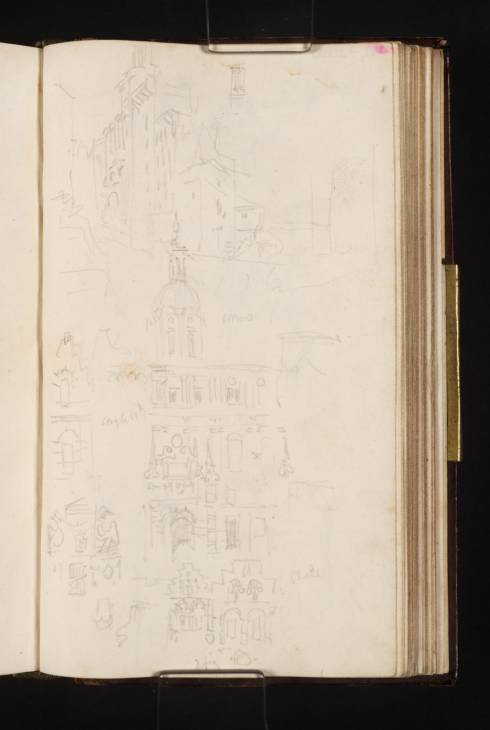Joseph Mallord William Turner, ‘Views of the South Front of the Groothoofdspoort, Dordrecht, with Details and Adjacent Buildings’ 1825