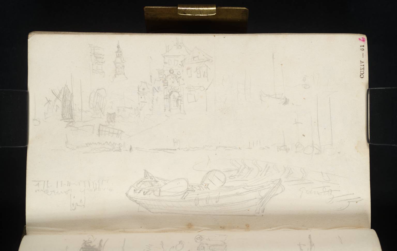 Scenes on River; Also Building, with ?Water Gate
