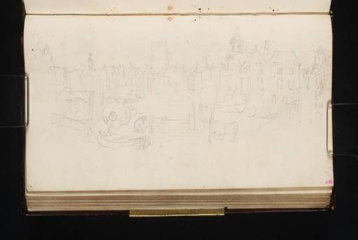 Joseph Mallord William Turner, ‘Boats in the Wijnhaven, Dordrecht, with the Tower of the Grote Kerk beyond the Cupola of the Bonifatiuskerk’ 1825