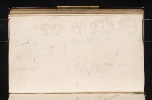 Joseph Mallord William Turner, ‘Studies of the Sterns of Large Sailing Yachts, Perhaps in a Rotterdam Boatyard ?near the Ooster Oude Hoofdpoort; a Fishing Boat’ 1825