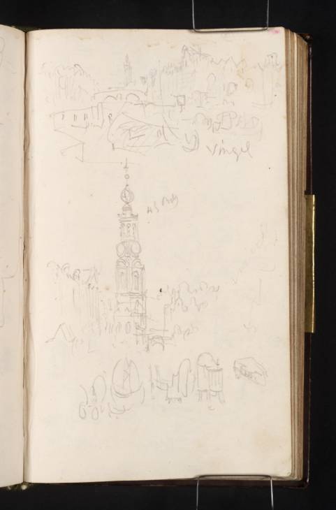 Joseph Mallord William Turner, ‘Barges on the Singel Canal, Amsterdam; the Munttoren from the Singel’ 1825