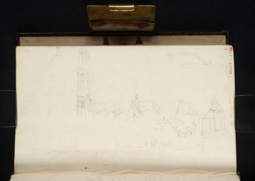 Joseph Mallord William Turner, ‘The Cunera Church, Rhenen, from the River Nederrijn; the Grebbeberg, upstream from Rhenen’ 1825