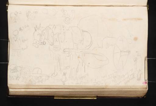 Joseph Mallord William Turner, ‘Studies of a Horse and Cart, a Laden Waggon, Figures and Heads, on the Rhine Quay or at the Market at Düsseldorf’ 1825
