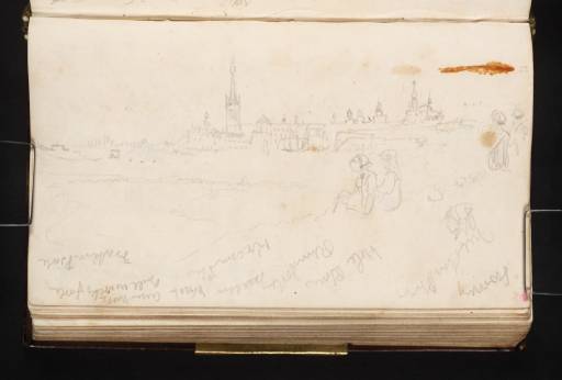 Joseph Mallord William Turner, ‘The River Rhine at Düsseldorf from the South, with the Spire of St Lambertus's Church; Women on a Hillside, ?Overlooking the Rhine or the Meuse’ 1825