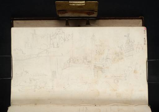 Joseph Mallord William Turner, ‘Views of the Bollwerk and Great St Martin Church, Cologne, from the Rhine Riverfront near the Kostgassen- or Trankgassentor’ 1825