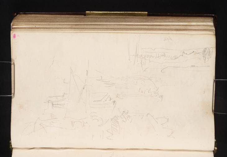 Joseph Mallord William Turner, ‘Moored Boats, ?on the River Rhine at Cologne; Distant View of Aachen (Aix-la-Chapelle) from the North-East’ 1825