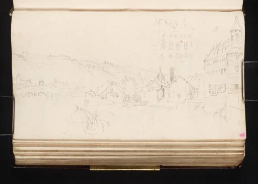 Joseph Mallord William Turner, ‘Watermills on the Outremeuse Bank of the River Meuse at Liège, with the Pont des Arches in the Distance below the Citadel’ 1825