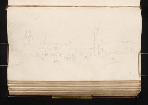 Joseph Mallord William Turner, ‘Maastricht and Wyck along the River Maas (Meuse), with the Sint Servaasbrug beyond Moored Boats’ 1825