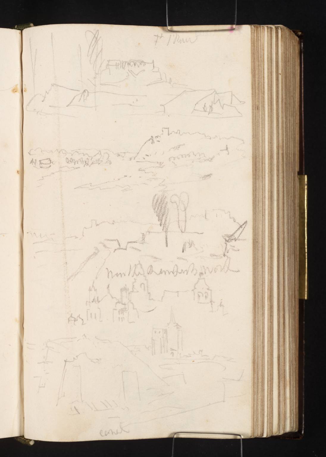 Canal, with Views of Town. ?Ft. St Pierre, ?Men the Ramparts - Work [Turner]