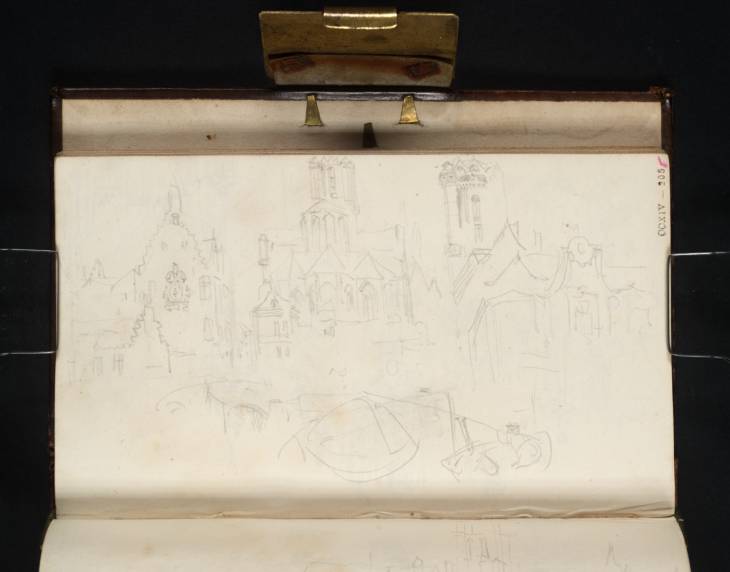 Joseph Mallord William Turner, ‘The East End of Ghent Cathedral and Nearby Buildings, from the Reep Canal; Studies of Boats’ 1825