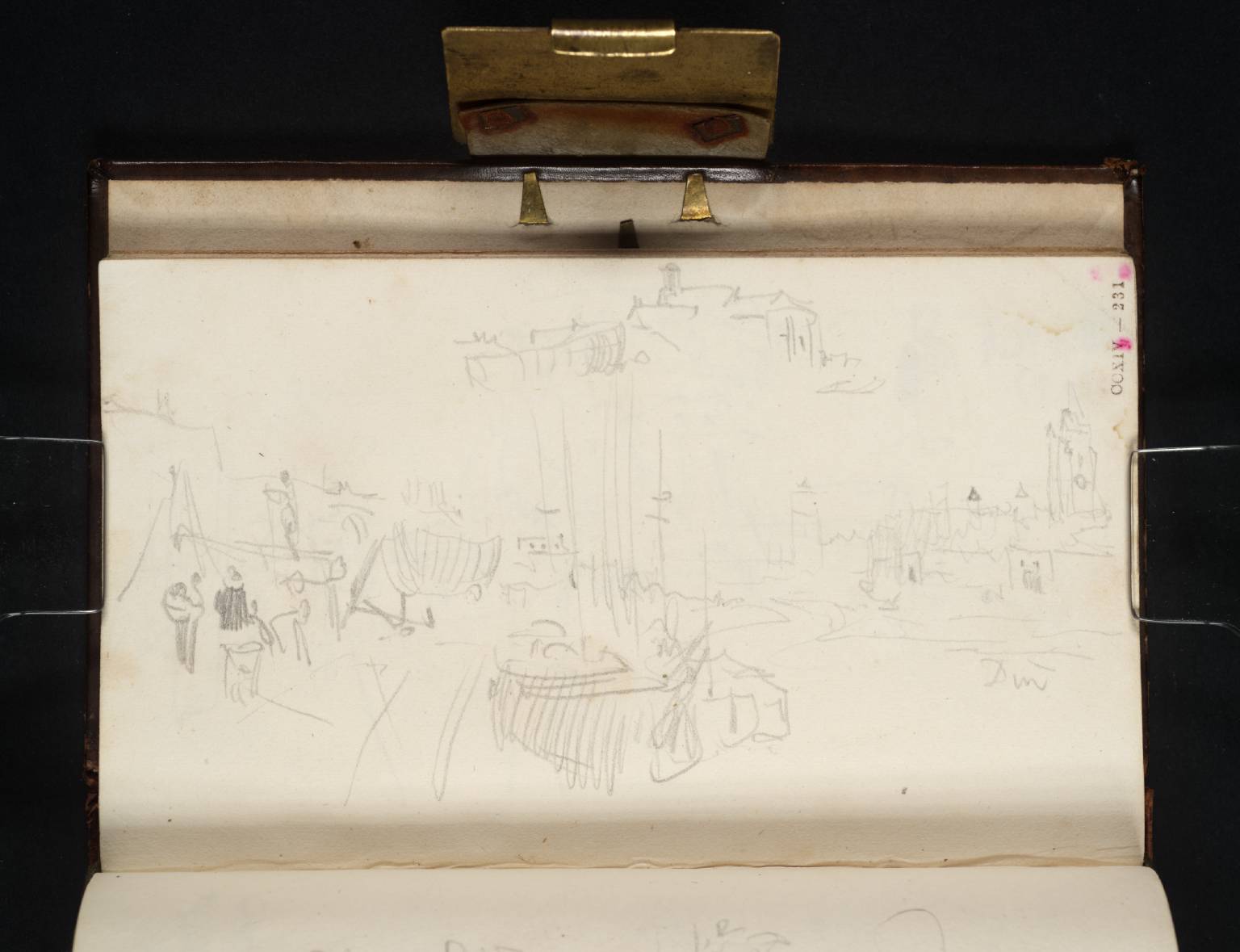 River, with Town Beyond. Din. [Turner]