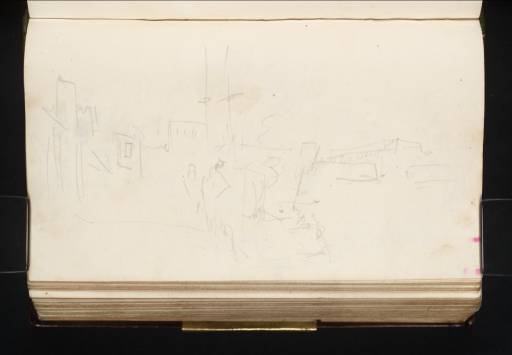 Joseph Mallord William Turner, ‘Figures and Moored Sailing Boats in Dunkirk Harbour, ?with a Steamboat’ 1825