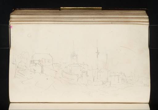 Joseph Mallord William Turner, ‘Boatyards ?along Faversham Creek, with the Spire of St Mary of Charity's Church in the Distance’ 1825