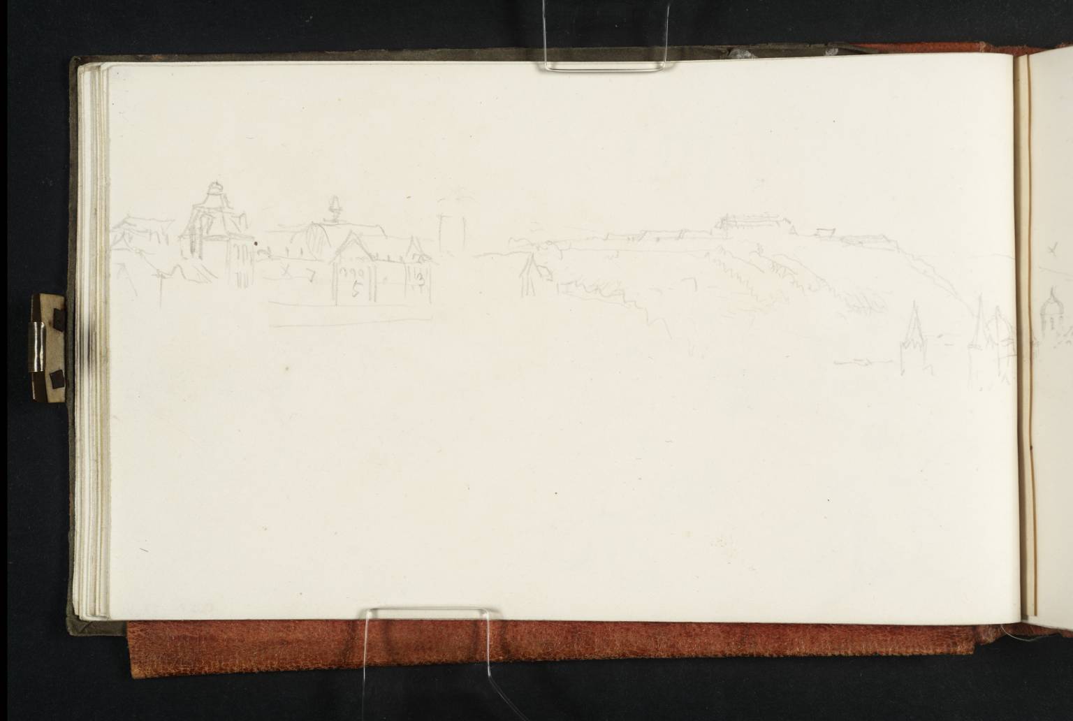 Town, with River and Hills in Distance