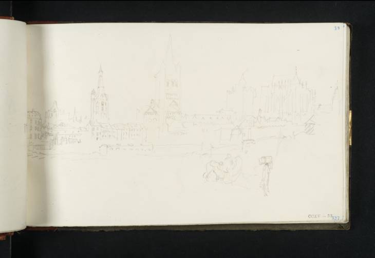 Joseph Mallord William Turner, ‘Cologne, across the River Rhine to the West beyond the Bridge of Boats with the Spire of the Rathaus, the Great St Martin Church, the Cathedral and the St Maria Himmelfahrt Church’ 1825