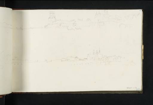 Joseph Mallord William Turner, ‘Cologne along the River Rhine to the North, from near the St Maria Lyskirchen Church, with Deutz Abbey Opposite; the Bayenturm near St Severin's Basilica, with the Seven Hills upstream in the Distance’ 1825