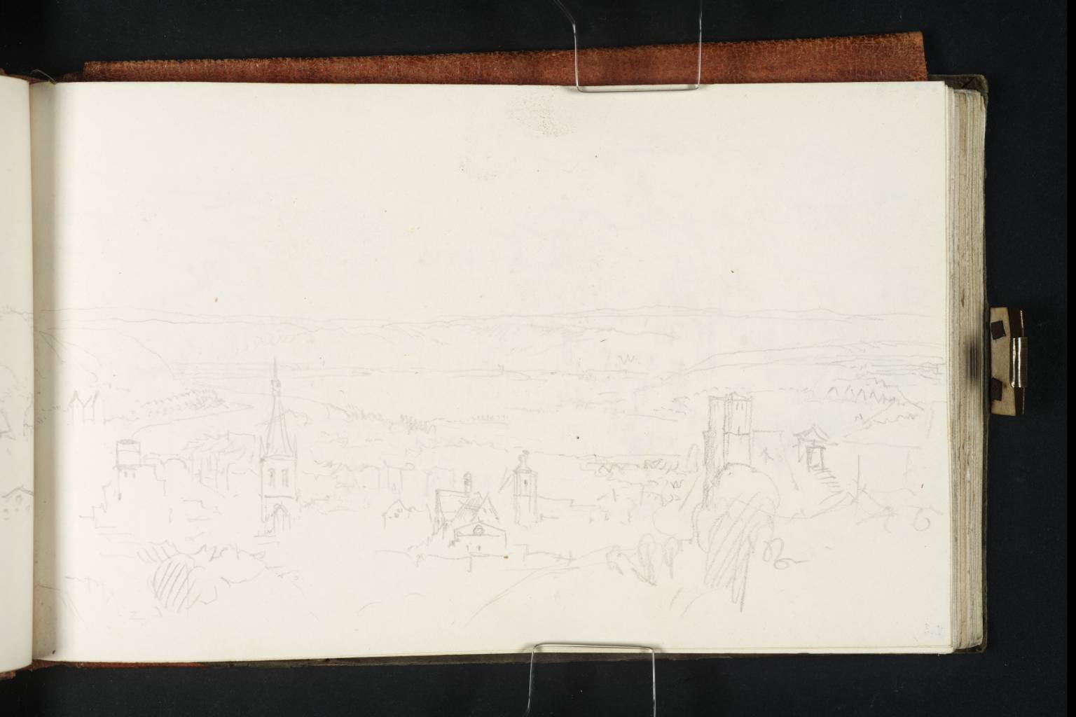 Town on River, with Hills and Fortress. ?Liège