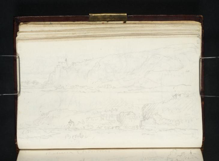 Joseph Mallord William Turner, ‘Distant View of the Castle of Chokier on the Meuse, Looking Upstream; View near Chokier’ 1824