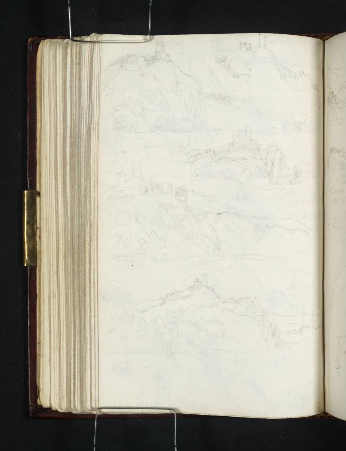 Five Sketches of Wolfer Kloster from Different Viewpoints Going Downstream round the Gockelsberg