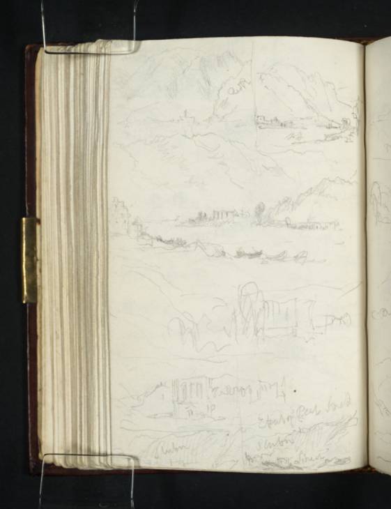 Joseph Mallord William Turner, ‘Kloster Stuben from the Riverside at Bremm; Kloster Stuben from Different Viewpoints Travelling Downstream’ 1824