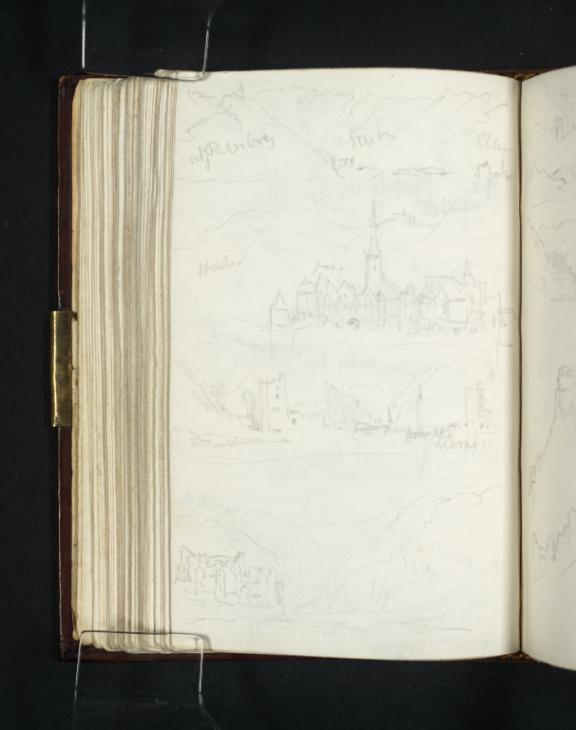 Joseph Mallord William Turner, ‘View Upstream from Eller; Ediger; The Leymerturm, Nehren; Nehren’ 1824