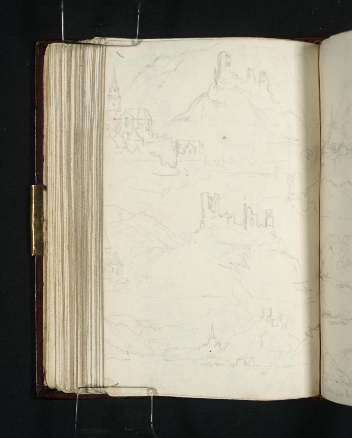 Three Views of Klotten and Burg Coraidelstein from level with It and Looking Upstream