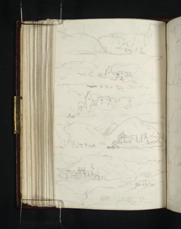 Joseph Mallord William Turner, ‘Hatzenport, Looking Upstream; Löf; Distant View of Burg Thurandt, Looking Downstream’ 1824