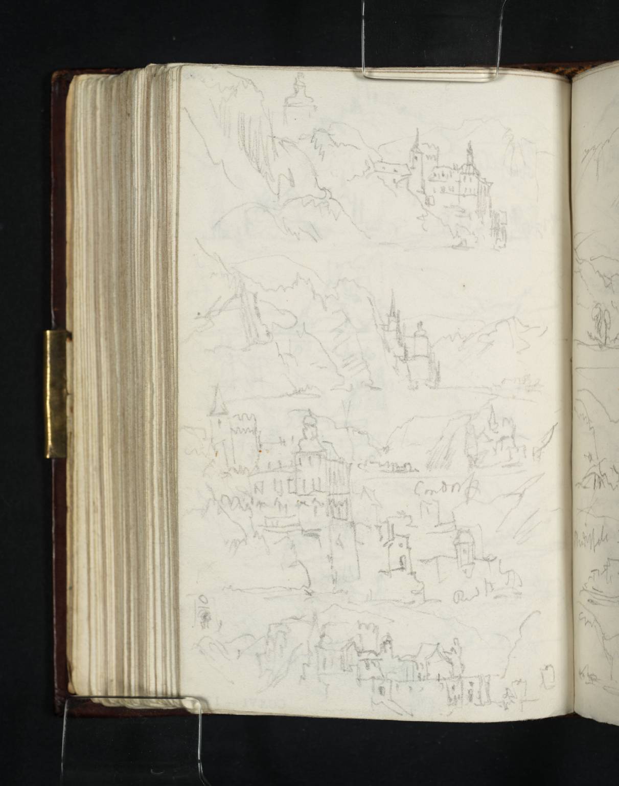Five Sketches of the Leyen Burg at Gondorf, Looking Downstream
