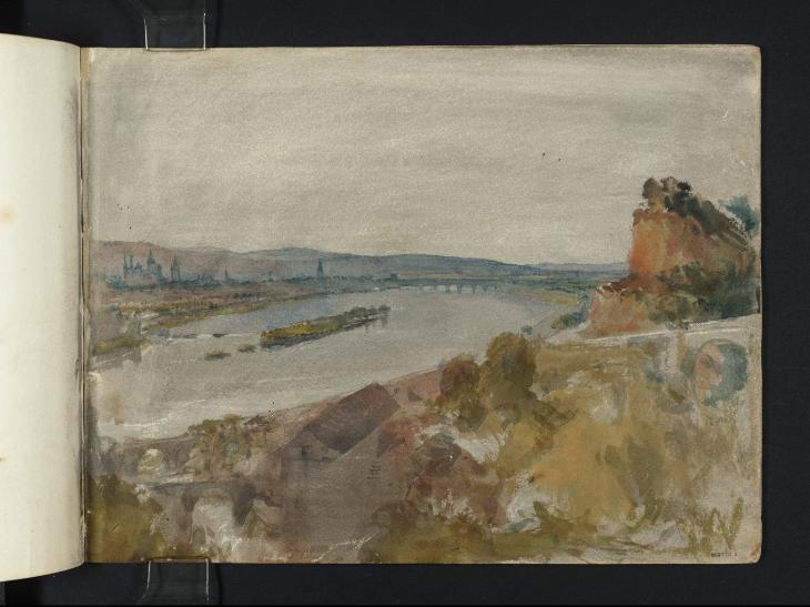 Joseph Mallord William Turner, ‘Trier from Pallien, Looking up the Moselle with the Roman Bridge in the Distance and the Napoleonsbrücke on the Right’ 1824