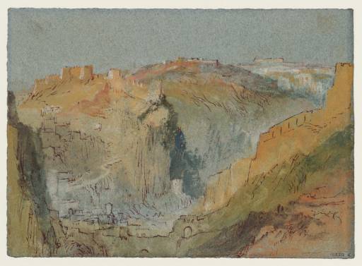Joseph Mallord William Turner, ‘View up the Alzette Valley, Luxembourg, with the Fortifications of the Rham Plateau’ c.1839
