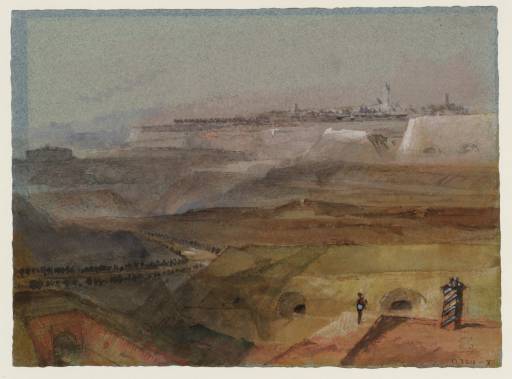 Joseph Mallord William Turner, ‘Distant View of Luxembourg from the Bourbon Plateau’ c.1839