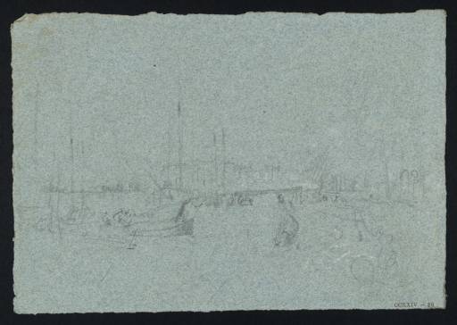 Joseph Mallord William Turner, ‘River Scene with Moored Sailing Boats’ c.1824