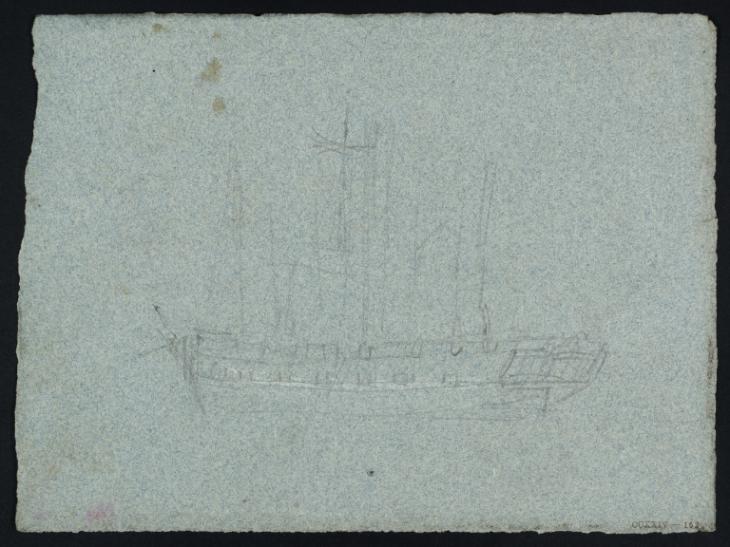 Joseph Mallord William Turner, ‘Study of a Small Moored Warship’ 1827