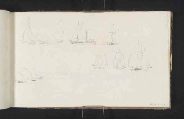 Joseph Mallord William Turner, ‘Yachts and a Steamboat; ?the Coast of Dorset near Swanage’ 1827