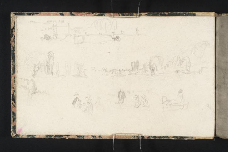 Joseph Mallord William Turner, ‘Hampton Court Palace from the River Thames; Figure Studies’ c.1827