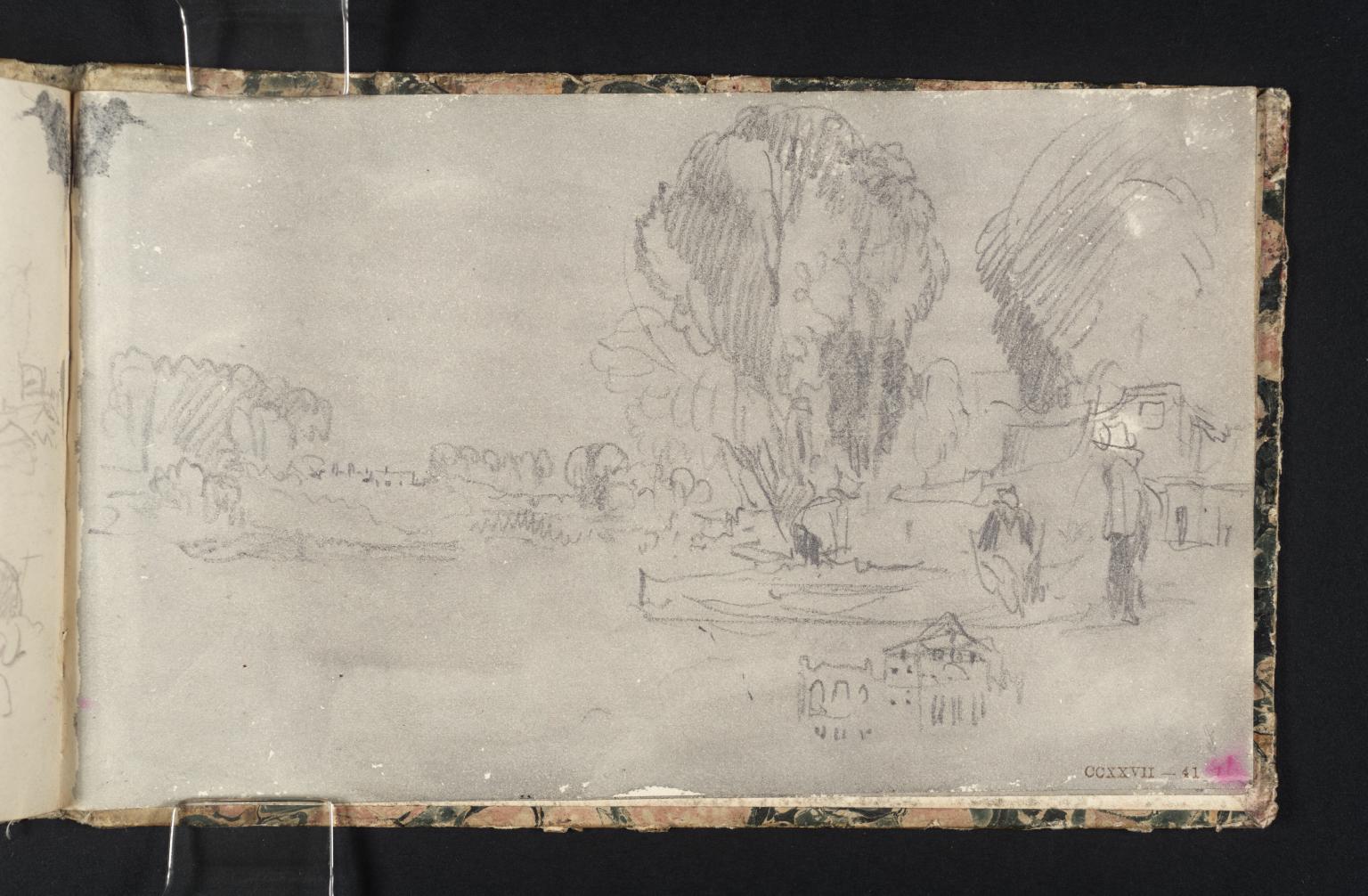River Scene, with Figures and Ruined Priory