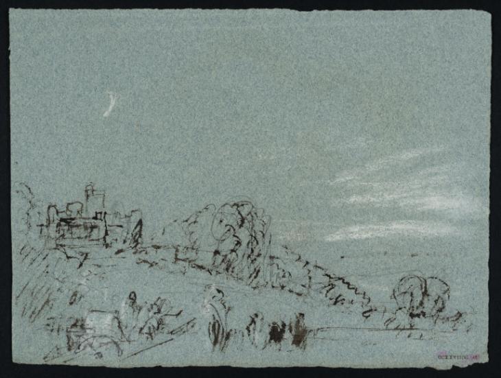 Joseph Mallord William Turner, ‘East Cowes Castle from the North-West, with Figures in the Foreground by the New Moon’ 1827