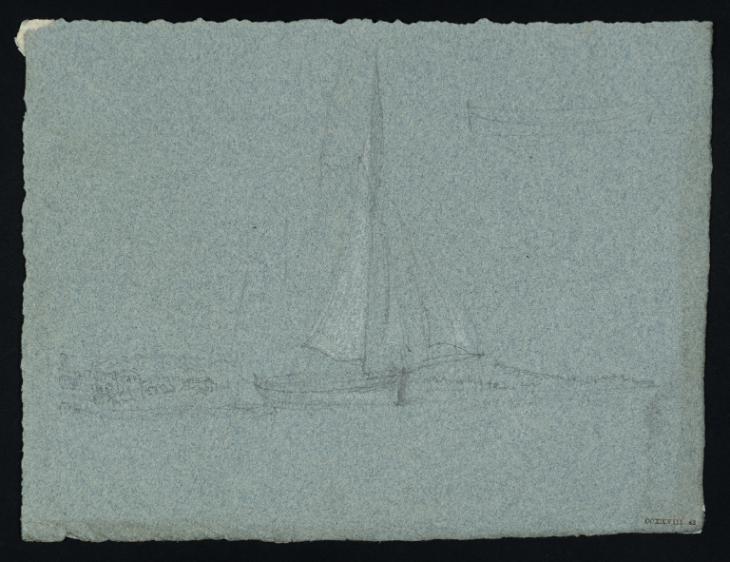 Joseph Mallord William Turner, ‘A Yacht under Sail, Perhaps off Cowes; a Study of a Hull’ 1827