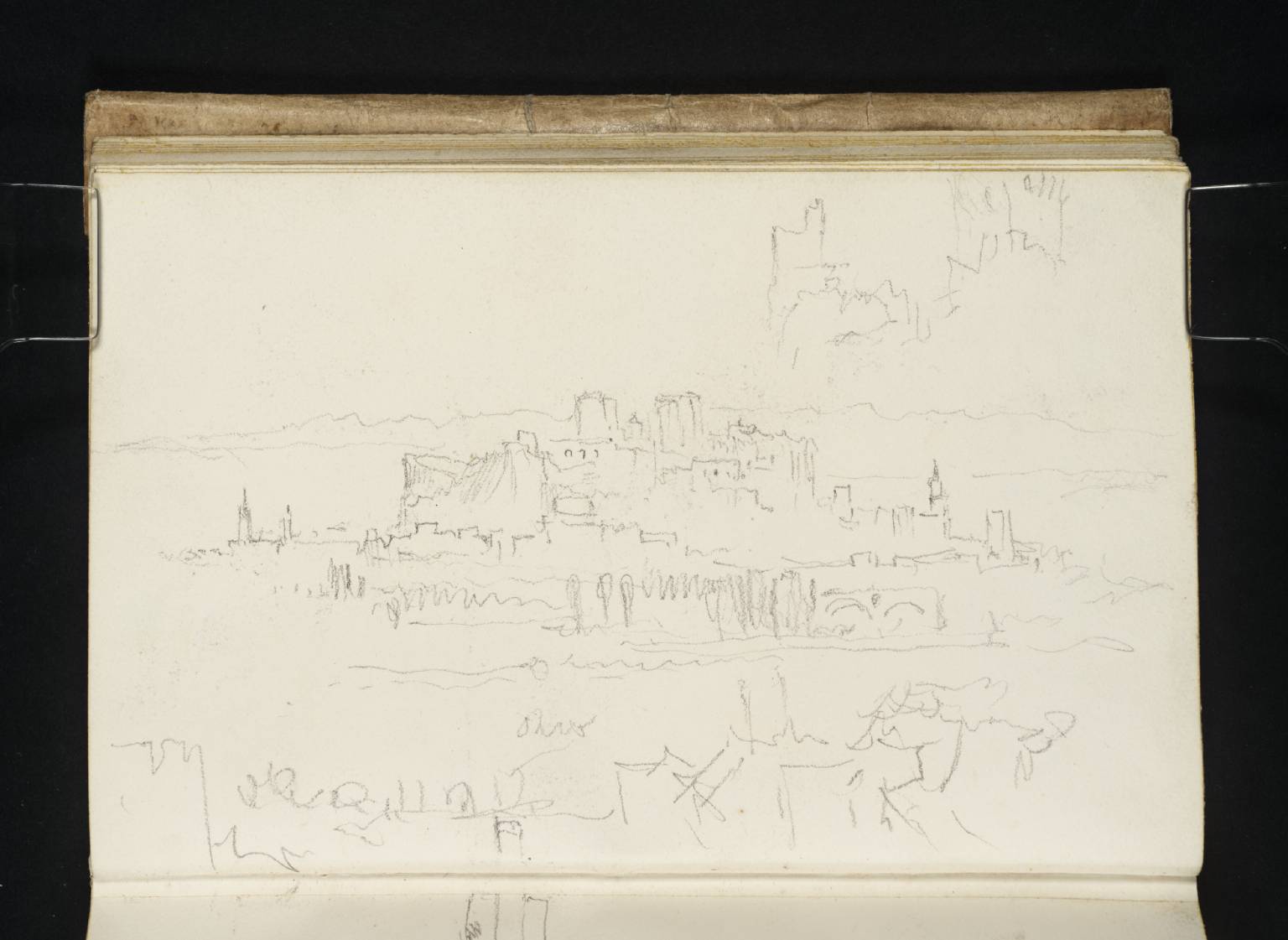 Town, with Ruined Castle Above. ?Avignon