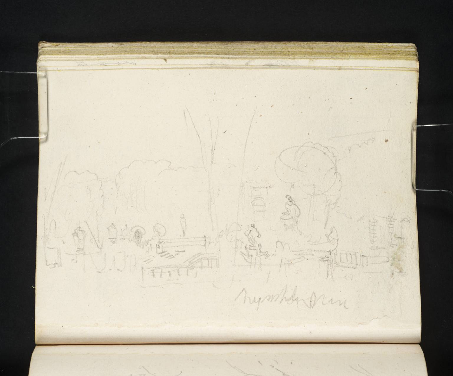 Garden with Statues and Fountain. ?The Jardin de la Fontaine, at Nîmes. ?Nymph ... [Turner]