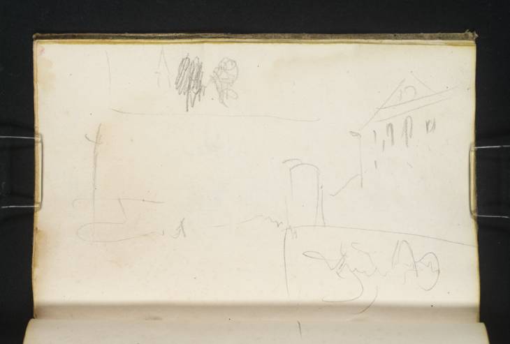 Joseph Mallord William Turner, ‘Views at ?Fréjus, including a Distant View of a Church through Trees, and Part of the Roman Ruins’ 1838
