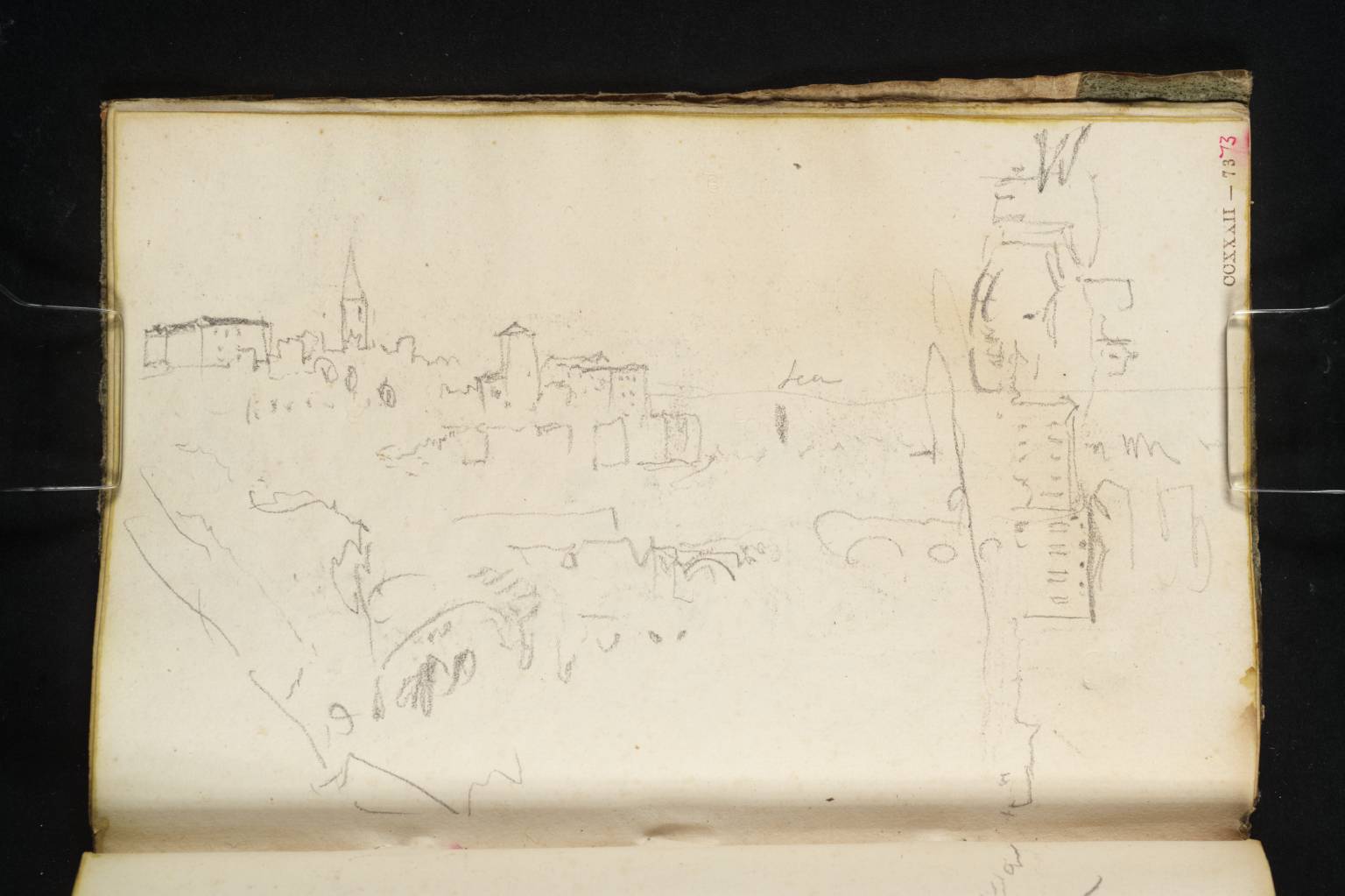 Town on Hill-Side with Sea [Turner] in Distance