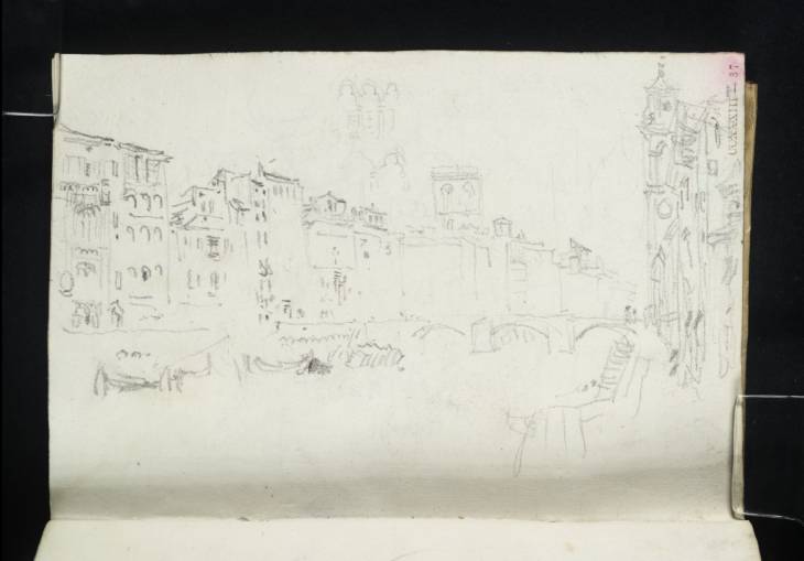 Joseph Mallord William Turner, ‘View along the Arno at Pisa, with the Ponte di Mezzo’ 1828