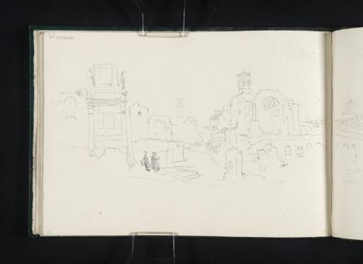 Joseph Mallord William Turner, ‘View of Rome: The Arches of Constantine and Titus, the Meta Sudans, the Temple of Venus and Rome, and the Colosseum’ c.1829-9