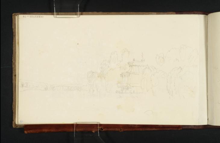 Joseph Mallord William Turner, ‘The Chinese Fishing Temple beside Virginia Water’ c.1827