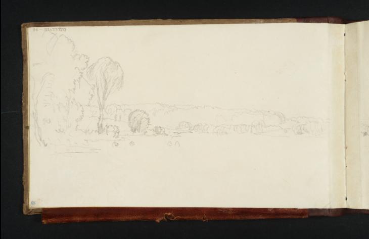 Joseph Mallord William Turner, ‘Virginia Water with the Chinese Fishing Temple Beyond’ c.1827