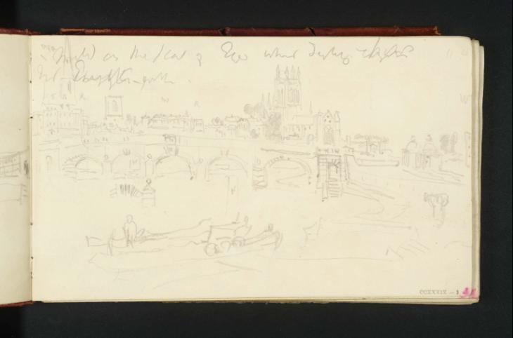Joseph Mallord William Turner, ‘Worcester: Boats near the Severn Bridge with Churches and the Cathedral Beyond’ ?1831