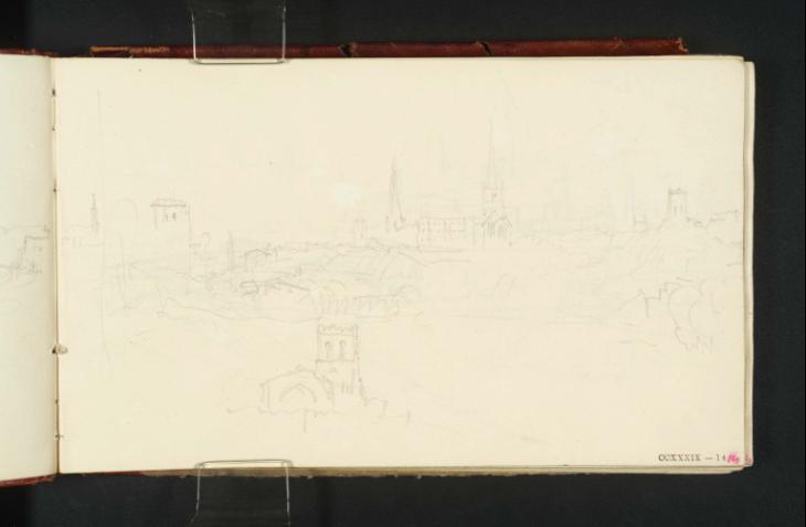 Joseph Mallord William Turner, ‘Shrewsbury from the East, with Shrewsbury Abbey’ ?1831