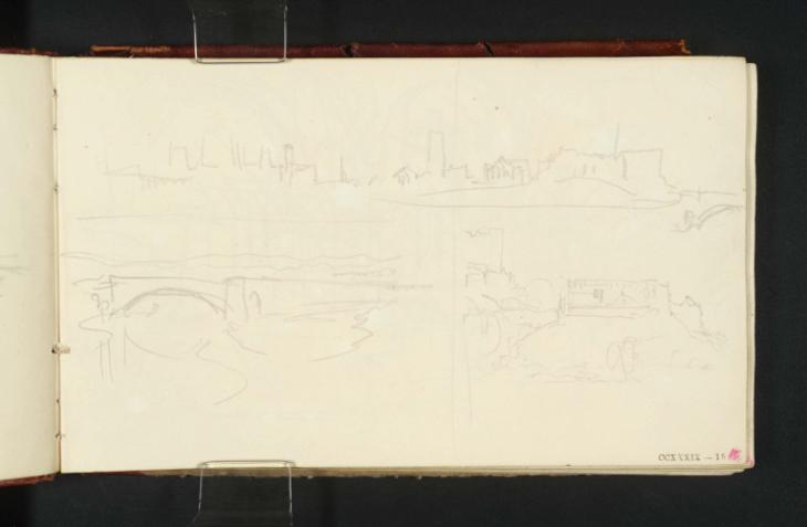Joseph Mallord William Turner, ‘Grosvenor Bridge on the River Dee; Chester Castle’ ?1831